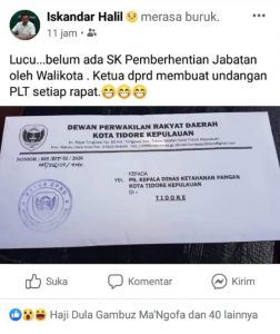 Lima Kali Kadis Ketahanan Pangan Terima Undangan DPRD Bertuliskan PLT