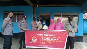 Polsek Gane Timur Berbagai Sembako Jelang Hari Bhayangkara