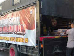 Dua Truk Polda Malut Pasok Bantuan ke Pengungsi Erupsi Gunung Ibu